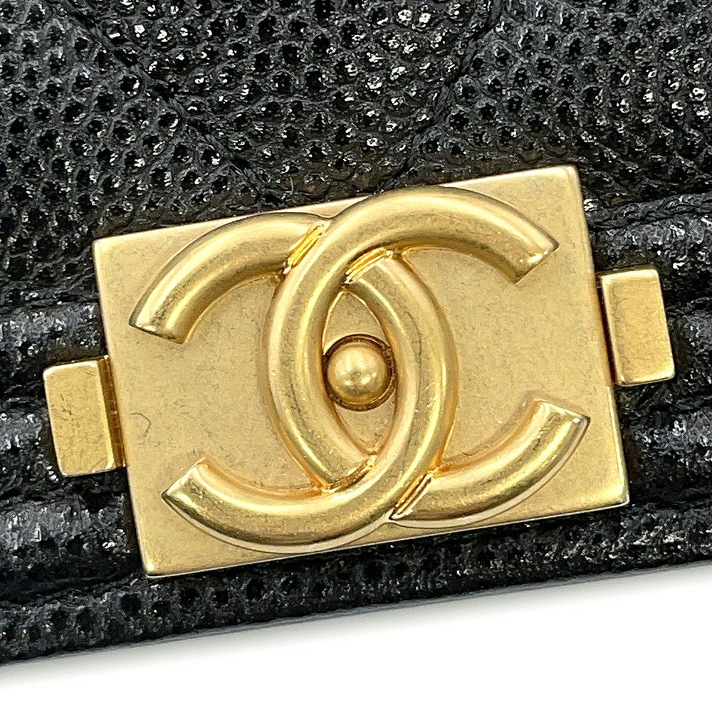 シャネル チェーンウォレット ボーイシャネル マトラッセ ココマーク キャビアスキン AP1117 CHANEL 財布 黒