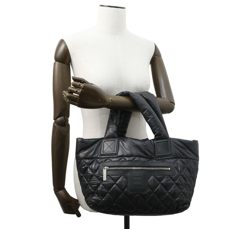 シャネル トートバッグ コココクーン ココマーク マトラッセ スモールPM ナイロン A48610 CHANEL バッグ 黒