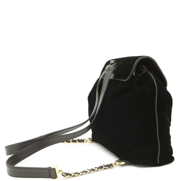 シャネル リュック ココマーク チェーン ベロア ラムスキン CHANEL バックパック バッグ ポーチ付き 黒