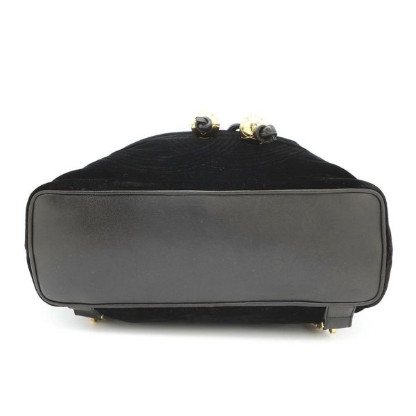 シャネル リュック ココマーク チェーン ベロア ラムスキン CHANEL バックパック バッグ ポーチ付き 黒