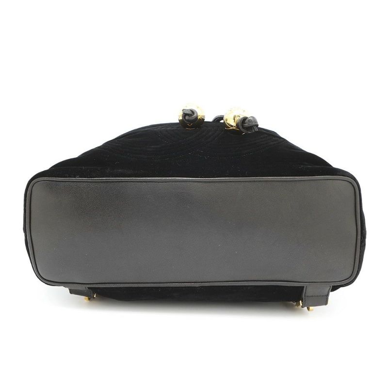 シャネル リュック ココマーク チェーン ベロア ラムスキン CHANEL バックパック バッグ ポーチ付き 黒