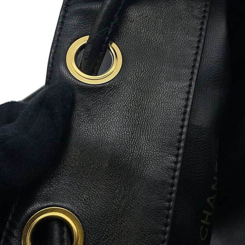 シャネル リュック ココマーク チェーン ベロア ラムスキン CHANEL バックパック バッグ ポーチ付き 黒