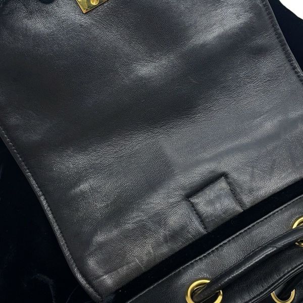 シャネル リュック ココマーク チェーン ベロア ラムスキン CHANEL バックパック バッグ ポーチ付き 黒