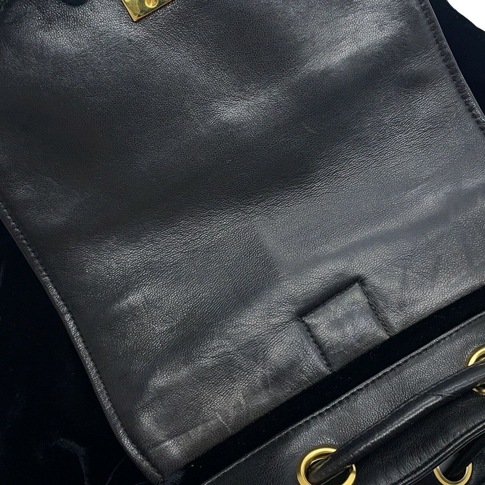 シャネル リュック ココマーク チェーン ベロア ラムスキン CHANEL バックパック バッグ ポーチ付き 黒