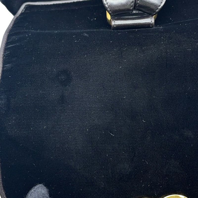 シャネル リュック ココマーク チェーン ベロア ラムスキン CHANEL バックパック バッグ ポーチ付き 黒