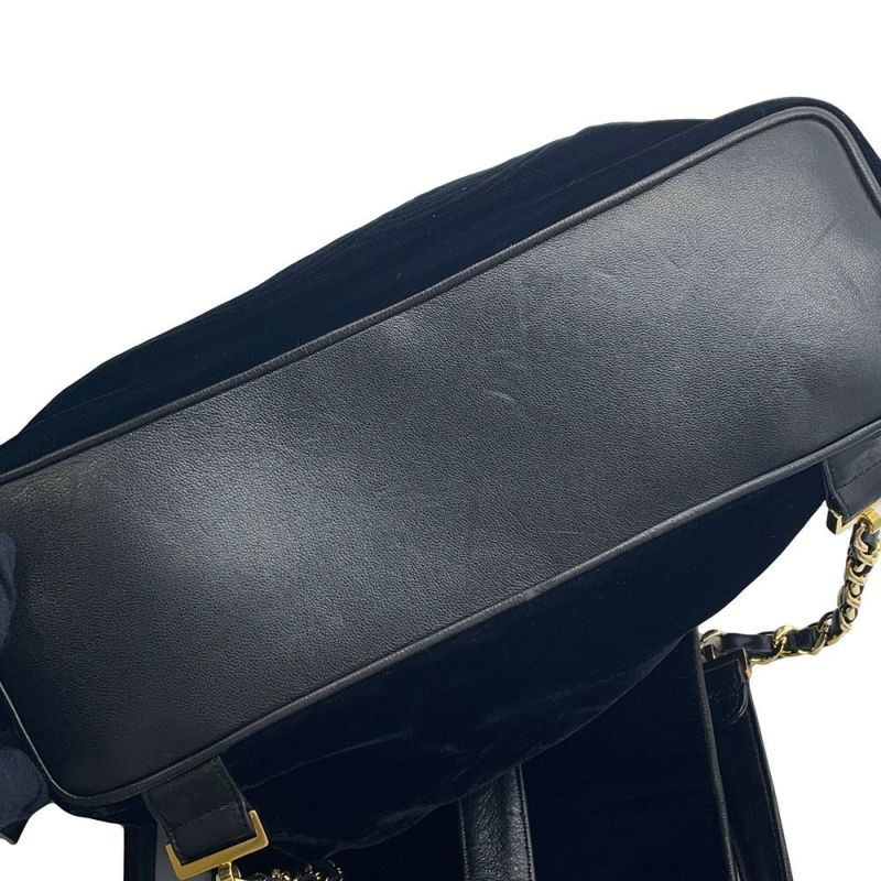 シャネル リュック ココマーク チェーン ベロア ラムスキン CHANEL バックパック バッグ ポーチ付き 黒