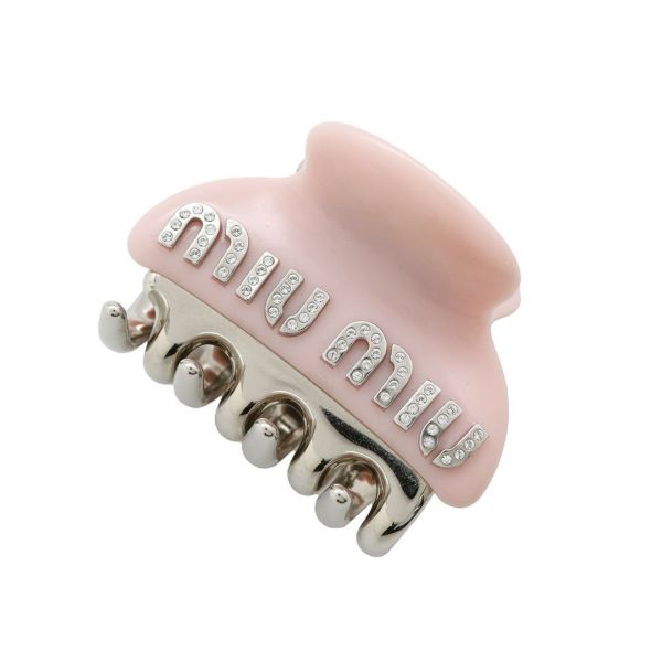 ミュウミュウ ヘアアクセサリー ロゴ ヘアクリップ ラインストーン