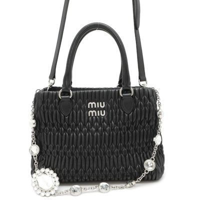 miumiu ミュウミュウ ナッパクリスタル ブラック ミュウミュウナッパクリスタル 3WAYバッグ ブラック シルバー