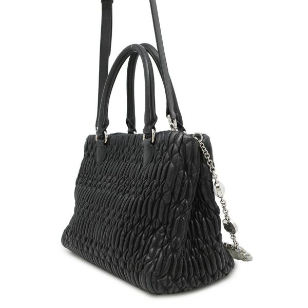 ミュウミュウ ハンドバッグ ナッパクリスタル 5BA251 Miu Miu 2wayショルダーバッグ 黒