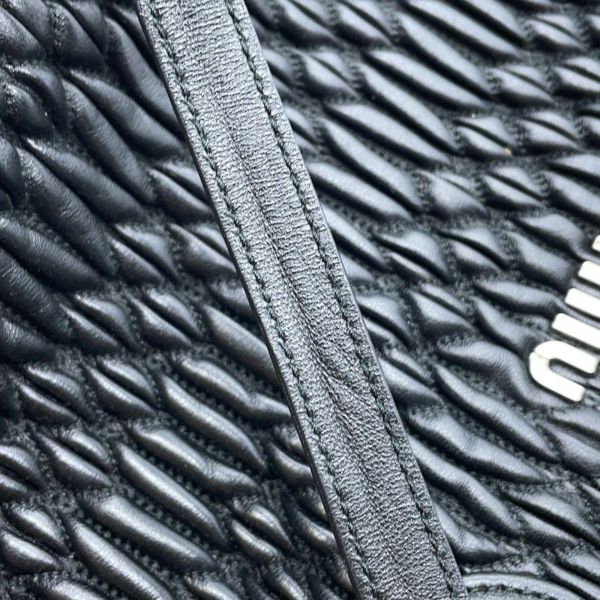 ミュウミュウ ハンドバッグ ナッパクリスタル 5BA251 Miu Miu 2wayショルダーバッグ 黒