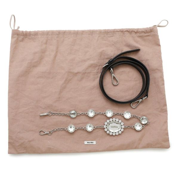 ミュウミュウ ハンドバッグ ナッパクリスタル 5BA251 Miu Miu 2wayショルダーバッグ 黒