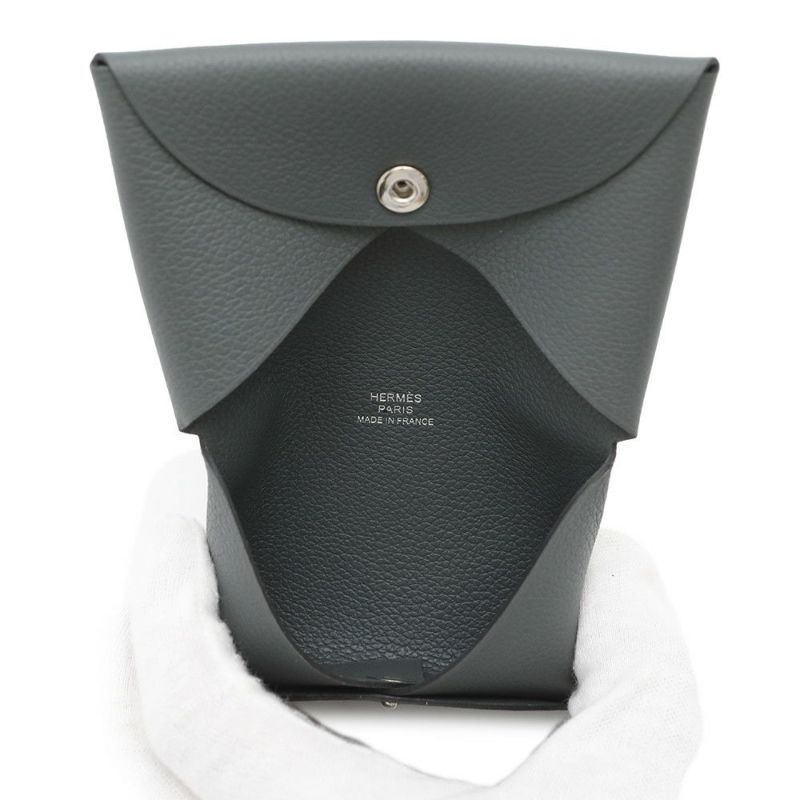 エルメス カードケース カルヴィ ヴェールアマンド エバーカラー B刻印 HERMES 名刺入れ