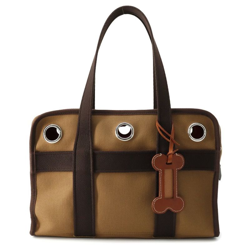 エルメス 犬用キャリーバッグ フォーヴ/フー/シルバー金具 トワルアッシュ U刻印 HERMES ドッグ