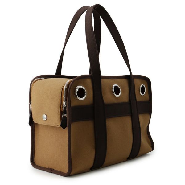 エルメス 犬用キャリーバッグ フォーヴ/フー/シルバー金具 トワルアッシュ U刻印 HERMES ドッグ