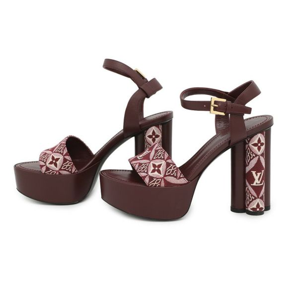 ルイヴィトン サンダル モノグラム・ジャカード Since 1854 ポディウム・ライン プラットフォームサンダル レディースサイズ35 1/2 靴