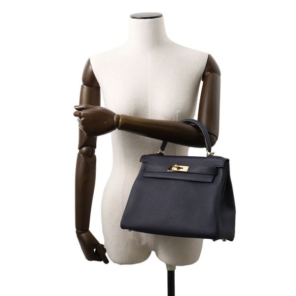 エルメス ハンドバッグ ケリー25 内縫い ブルーニュイ/ゴールド金具 トゴ A刻印 HERMES Kelly 2wayバッグ