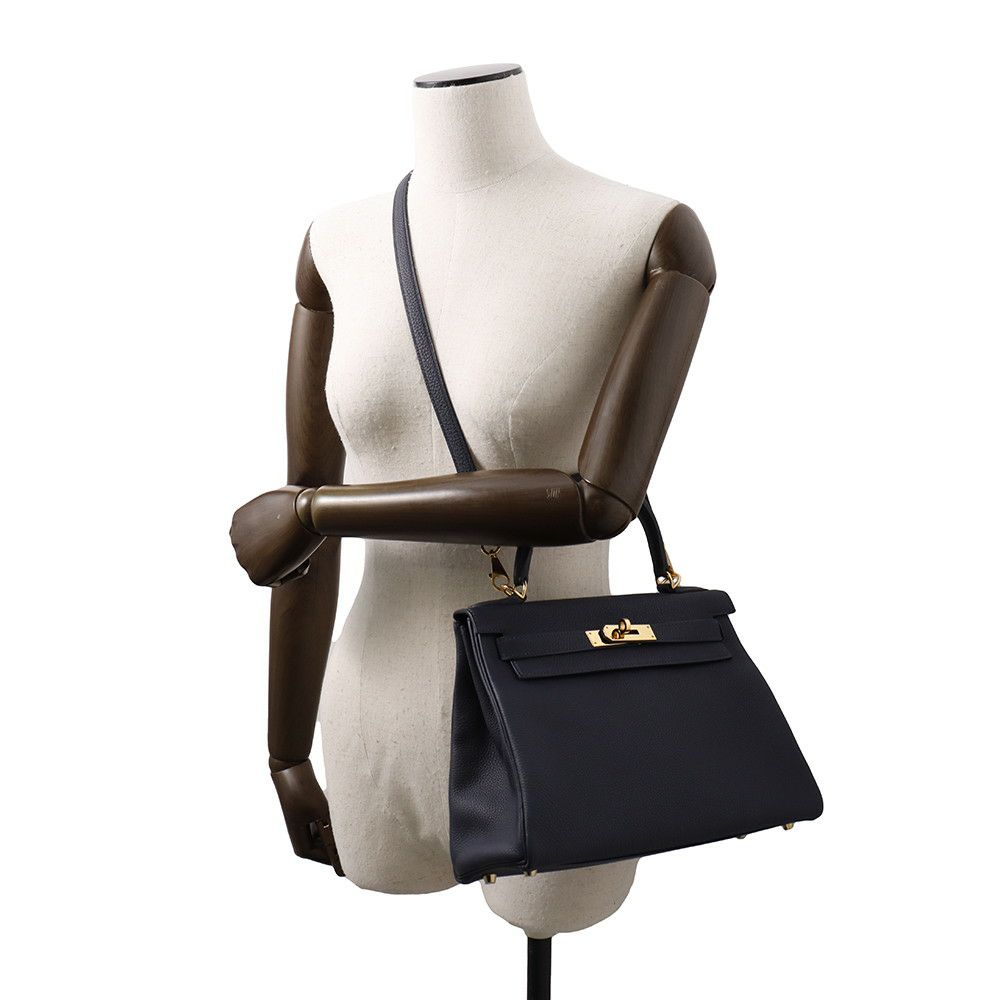 エルメス ハンドバッグ ケリー25 内縫い ブルーニュイ/ゴールド金具 トゴ A刻印 HERMES Kelly 2wayバッグ