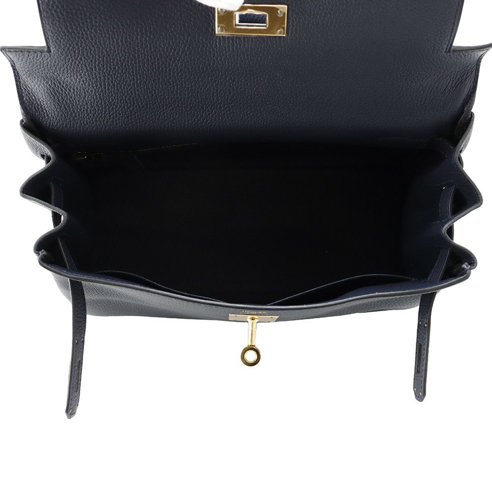 エルメス ハンドバッグ ケリー25 内縫い ブルーニュイ/ゴールド金具 トゴ A刻印 HERMES Kelly 2wayバッグ