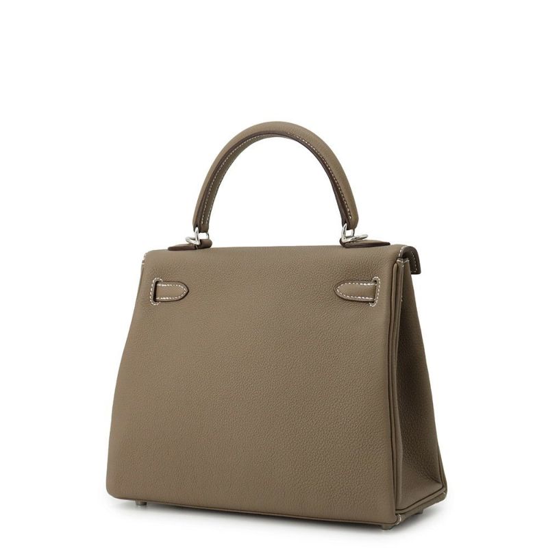 エルメス ハンドバッグ ケリー25 内縫い エトゥープ/シルバー金具 トゴ B刻印 HERMES Kelly 2wayバッグ