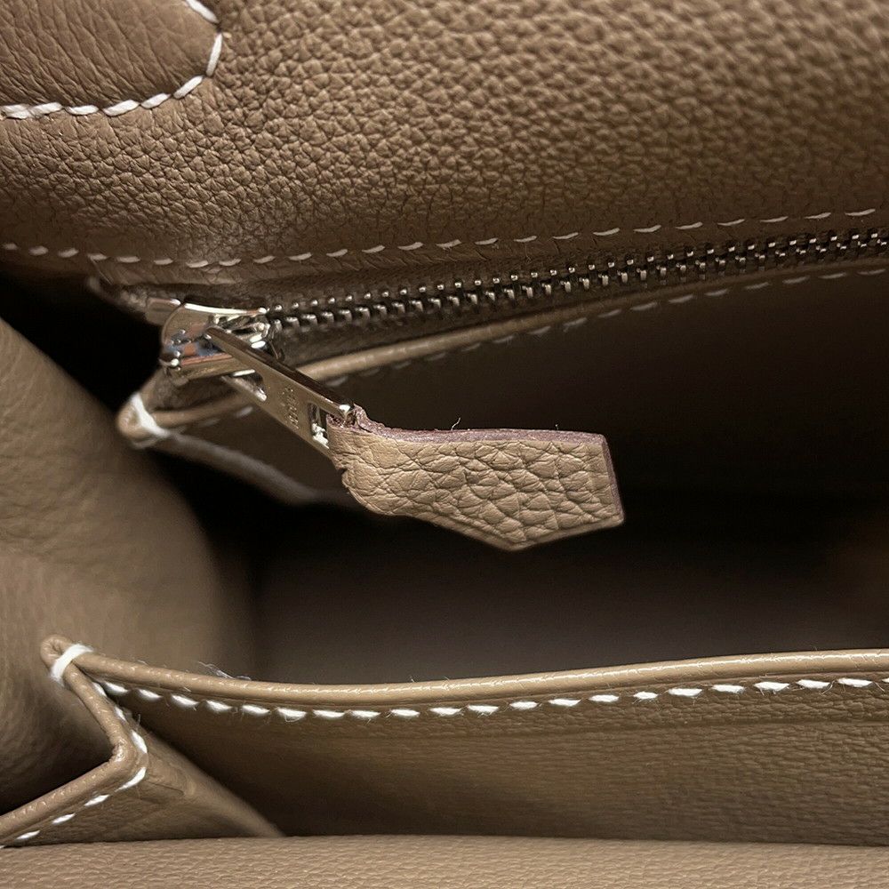 エルメス ハンドバッグ ケリー25 内縫い エトゥープ/シルバー金具 トゴ B刻印 HERMES Kelly 2wayバッグ