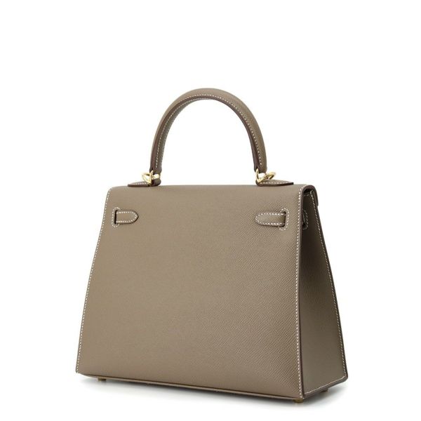 エルメス ハンドバッグ ケリー25 外縫い エトゥープ/ゴールド金具 エプソン K刻印 2wayショルダー