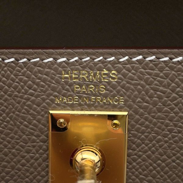 エルメス ハンドバッグ ケリー25 外縫い エトゥープ/ゴールド金具 エプソン K刻印 2wayショルダー