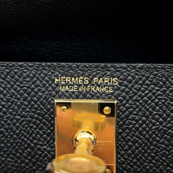 エルメス ハンドバッグ ミニケリー2 外縫い ブラック/ゴールド金具 エプソン K刻印 HERMES Kelly 2wayバッグ 黒