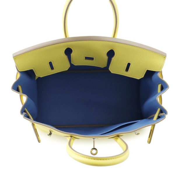 エルメス バーキン25 ヴェルソ ライム/ブルーブルーエ/シルバー金具 トリヨンノヴィーヨ Y刻印 HERMES