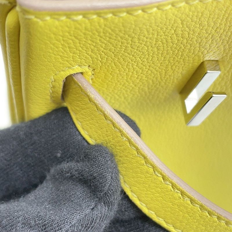 エルメス バーキン25 ヴェルソ ライム/ブルーブルーエ/シルバー金具 トリヨンノヴィーヨ Y刻印 HERMES