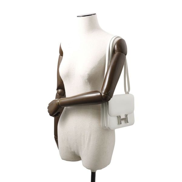 エルメス ミニ コンスタンス3 ミロワール ニューホワイト/グリシマン/シルバー金具 エバーカラー/アリゲーターシャイン W刻印