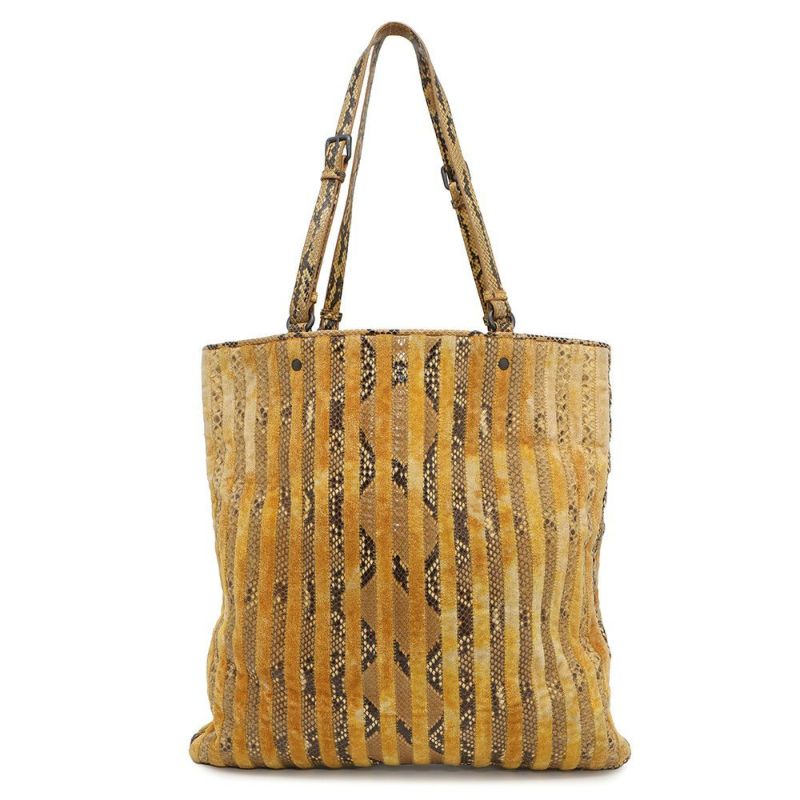 ボッテガヴェネタ トートバッグ ストライプ ベロア パイソン BOTTEGA VENETA バッグ