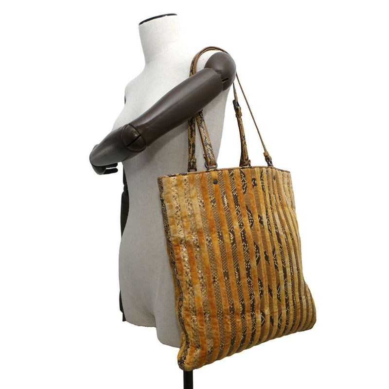 ボッテガヴェネタ トートバッグ ストライプ ベロア パイソン BOTTEGA VENETA バッグ