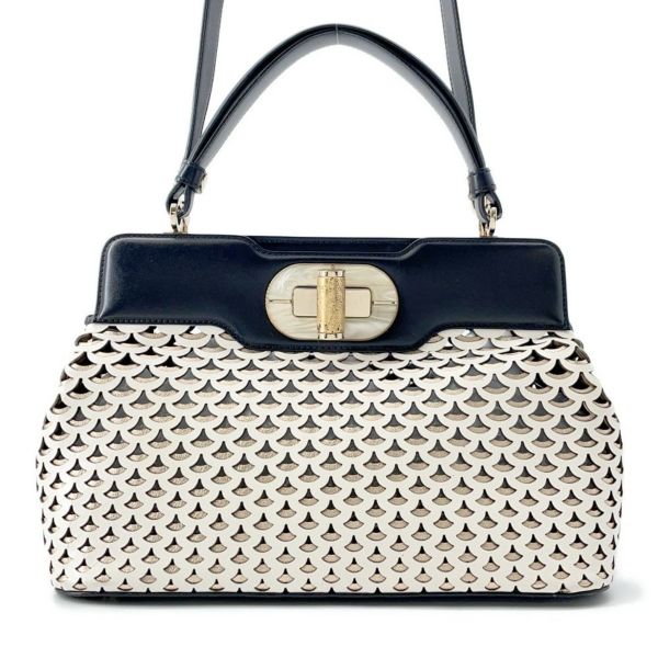 ブルガリ ハンドバッグ イザベラ・ロッセリーニ ディーヴァ BVLGARI 2way 白 黒