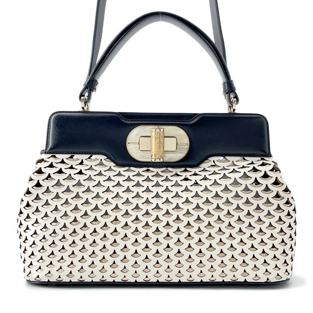 ブルガリ ハンドバッグ イザベラ・ロッセリーニ ディーヴァ BVLGARI 2way 白 黒