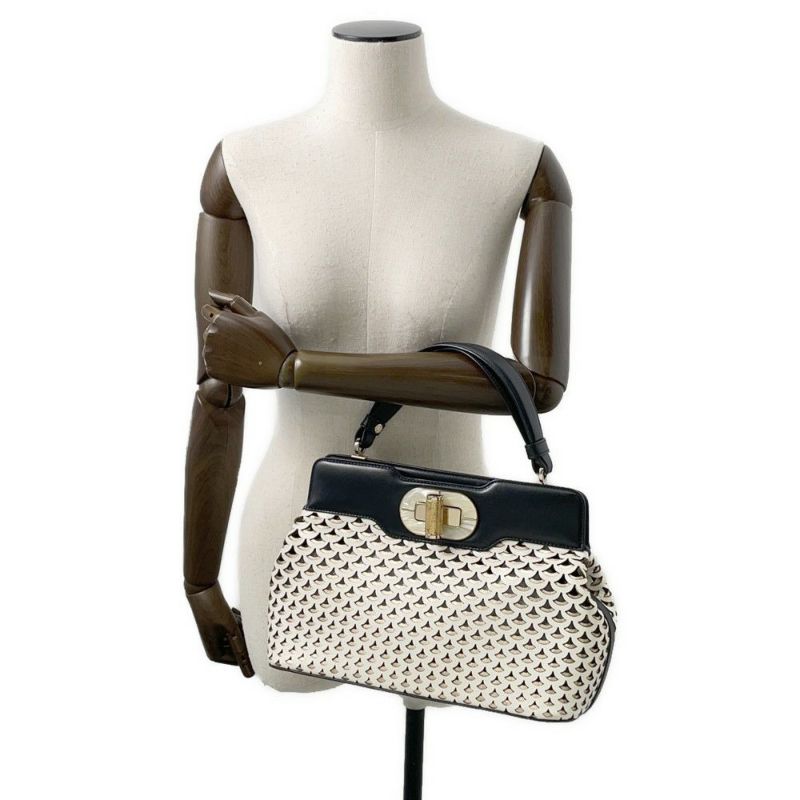 ブルガリ ハンドバッグ イザベラ・ロッセリーニ ディーヴァ BVLGARI 2way 白 黒