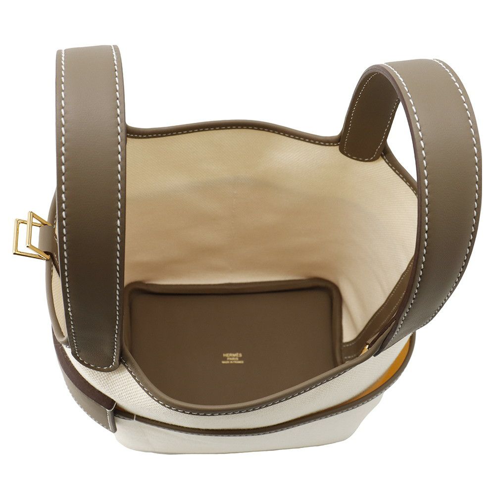 エルメス ハンドバッグ ピコタンロックPM カーゴ エクリュ/エトゥープ/シルバー金具 トワルゴエラン/スイフト K刻印