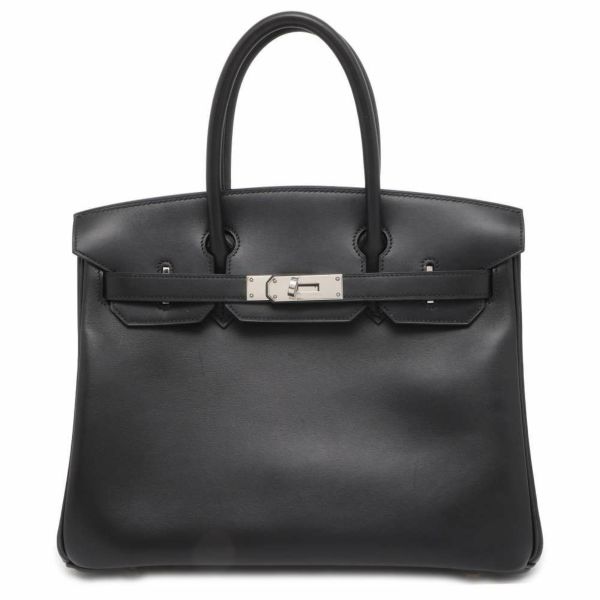 エルメス バーキン30 ブラック/シルバー金具 ボックスカーフ □F刻印 HERMES Birkin ハンドバッグ 黒