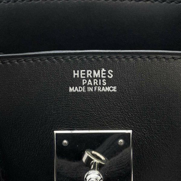 エルメス バーキン30 ブラック/シルバー金具 ボックスカーフ □F刻印 HERMES Birkin ハンドバッグ 黒