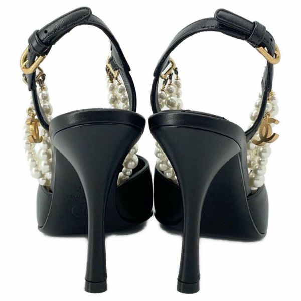 シャネル パンプス パールチェーン スリングバッグ ココマーク ラムスキン レディースサイズ35C G37532 ヒール 靴 黒