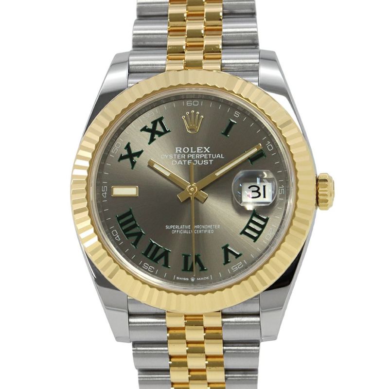 ロレックス デイトジャスト41 SS/K18YG ランダムシリアル ルーレット 126333 ROLEX 腕時計 スレート文字盤