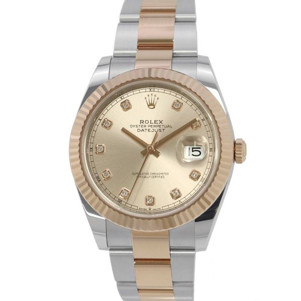 ロレックス デイトジャスト41 SS/K18PGピンクゴールド 126331G ROLEX 腕時計 サンダスト文字盤 10Pダイヤ