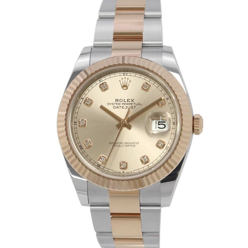ロレックス デイトジャスト41 SS/K18PGピンクゴールド 126331G ROLEX 腕時計 サンダスト文字盤 10Pダイヤ