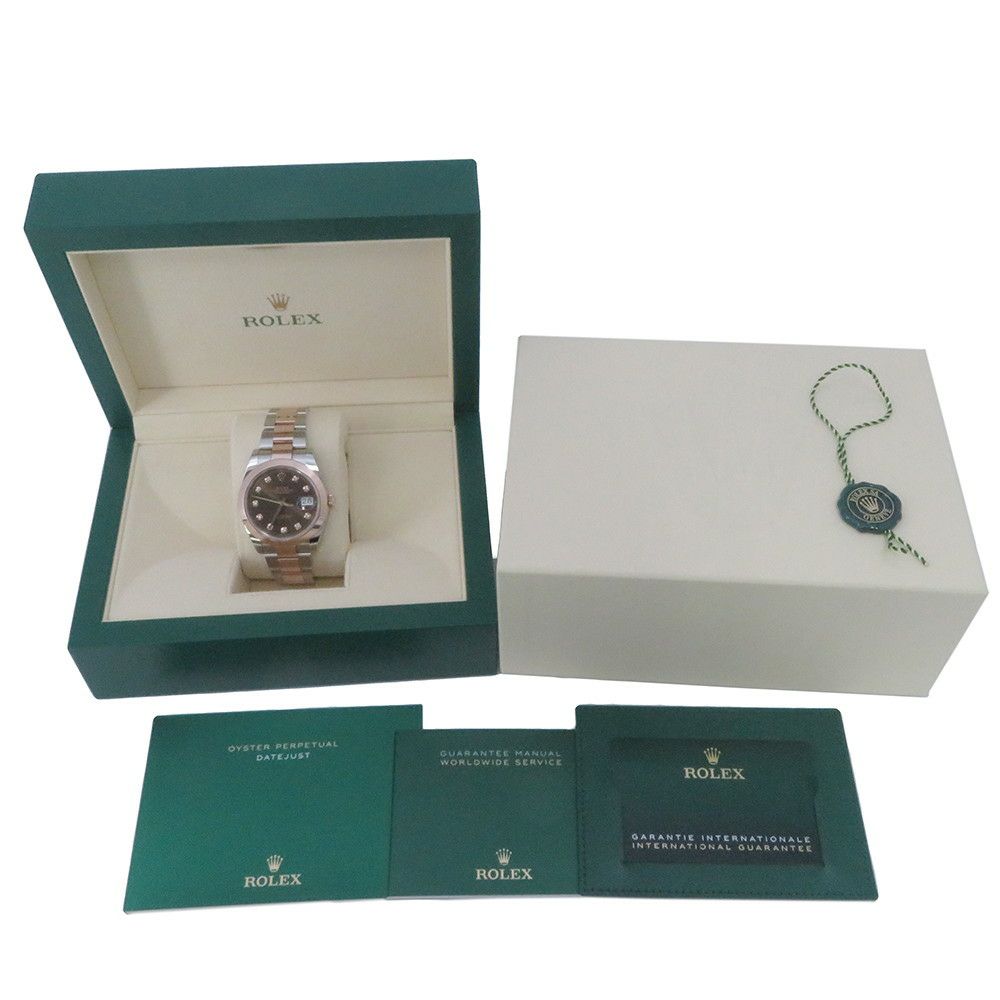 ロレックス デイトジャスト SS/K18PG 126301G ROLEX 腕時計 チョコレート文字盤 10Pダイヤ