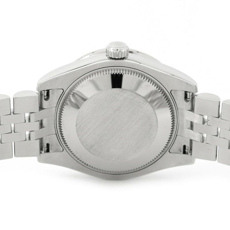 ロレックス デイトジャスト K18WGホワイトゴールド ダイヤベゼル 178384G 黒文字盤 10Pダイヤ