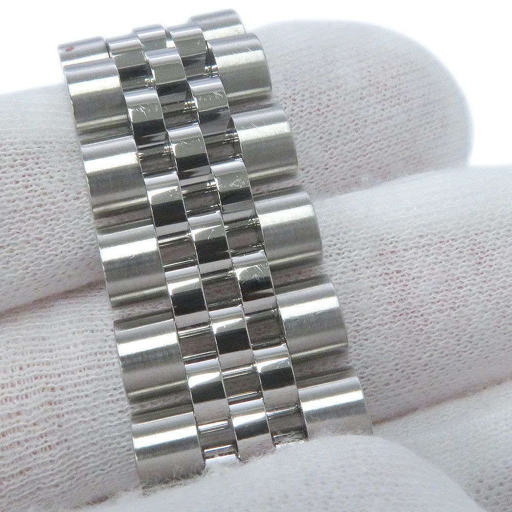 ロレックス デイトジャスト K18WGホワイトゴールド ダイヤベゼル 178384G 黒文字盤 10Pダイヤ