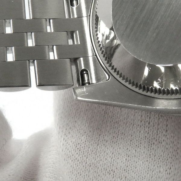 ロレックス デイトジャスト K18WGホワイトゴールド ダイヤベゼル 178384G 黒文字盤 10Pダイヤ