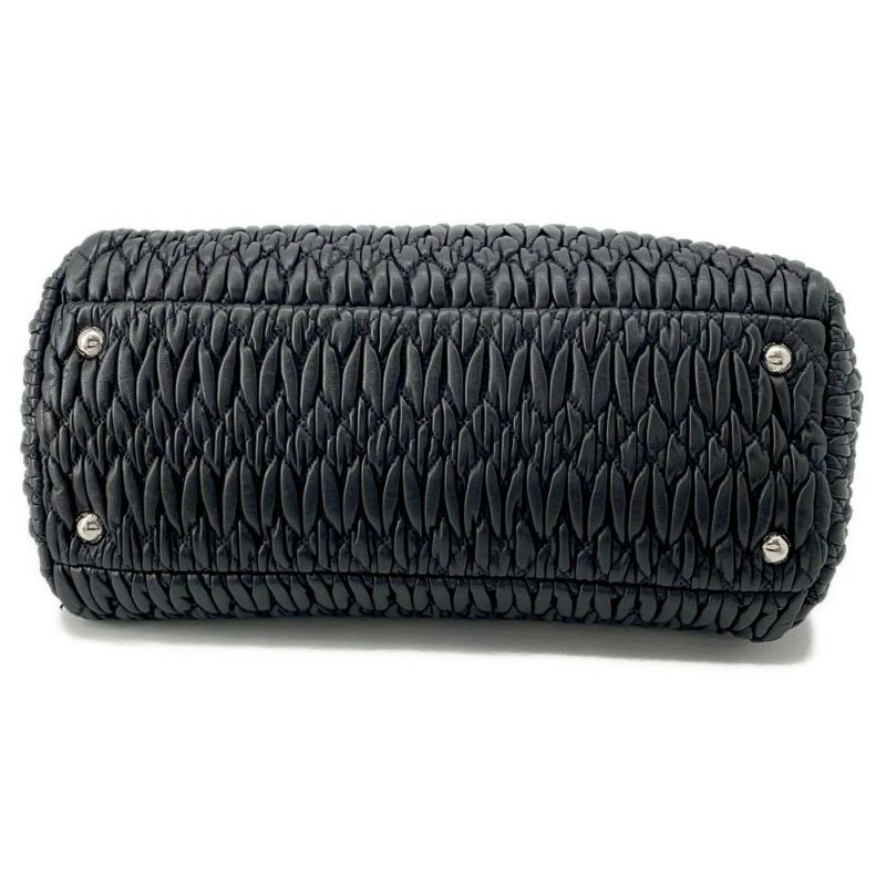 ミュウミュウ ハンドバッグ マテラッセ ナッパ クリスタル ラインストーン RN0958 Miu Miu 2way 黒