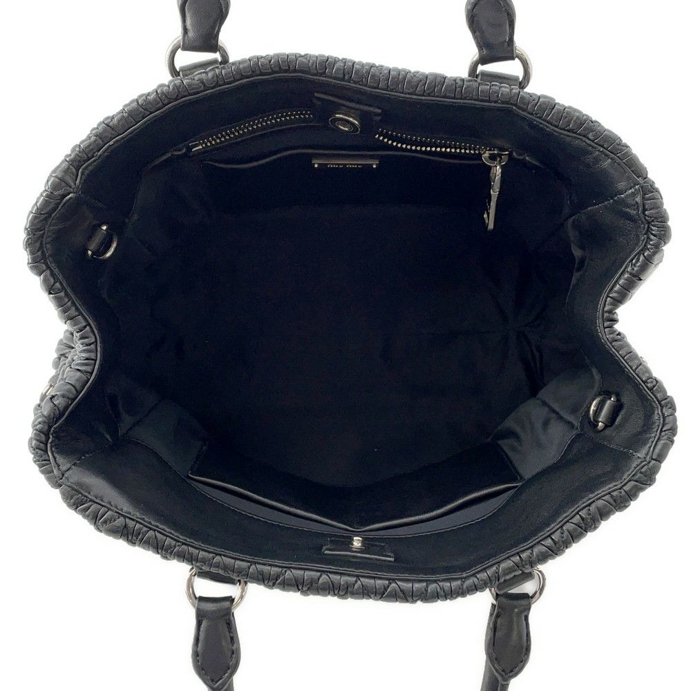 ミュウミュウ ハンドバッグ マテラッセ ナッパ クリスタル ラインストーン RN0958 Miu Miu 2way 黒