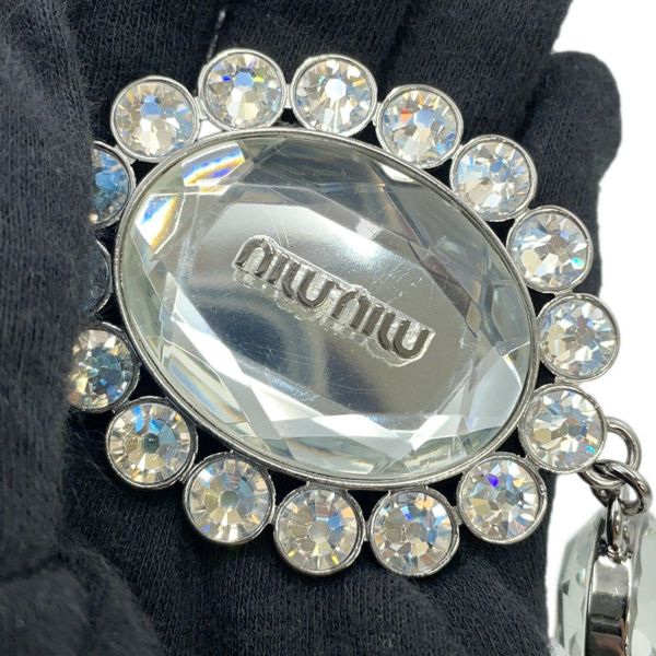 ミュウミュウ ハンドバッグ マテラッセ ナッパ クリスタル ラインストーン RN0958 Miu Miu 2way 黒