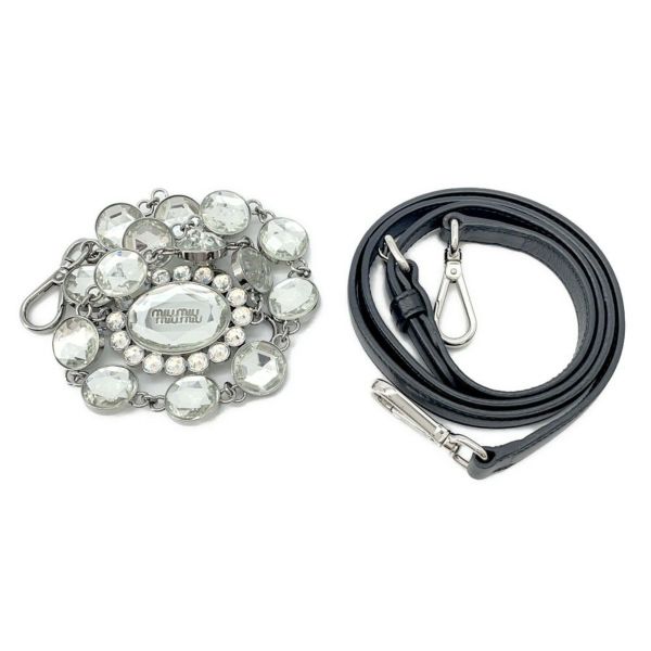 ミュウミュウ ハンドバッグ マテラッセ ナッパ クリスタル ラインストーン RN0958 Miu Miu 2way 黒